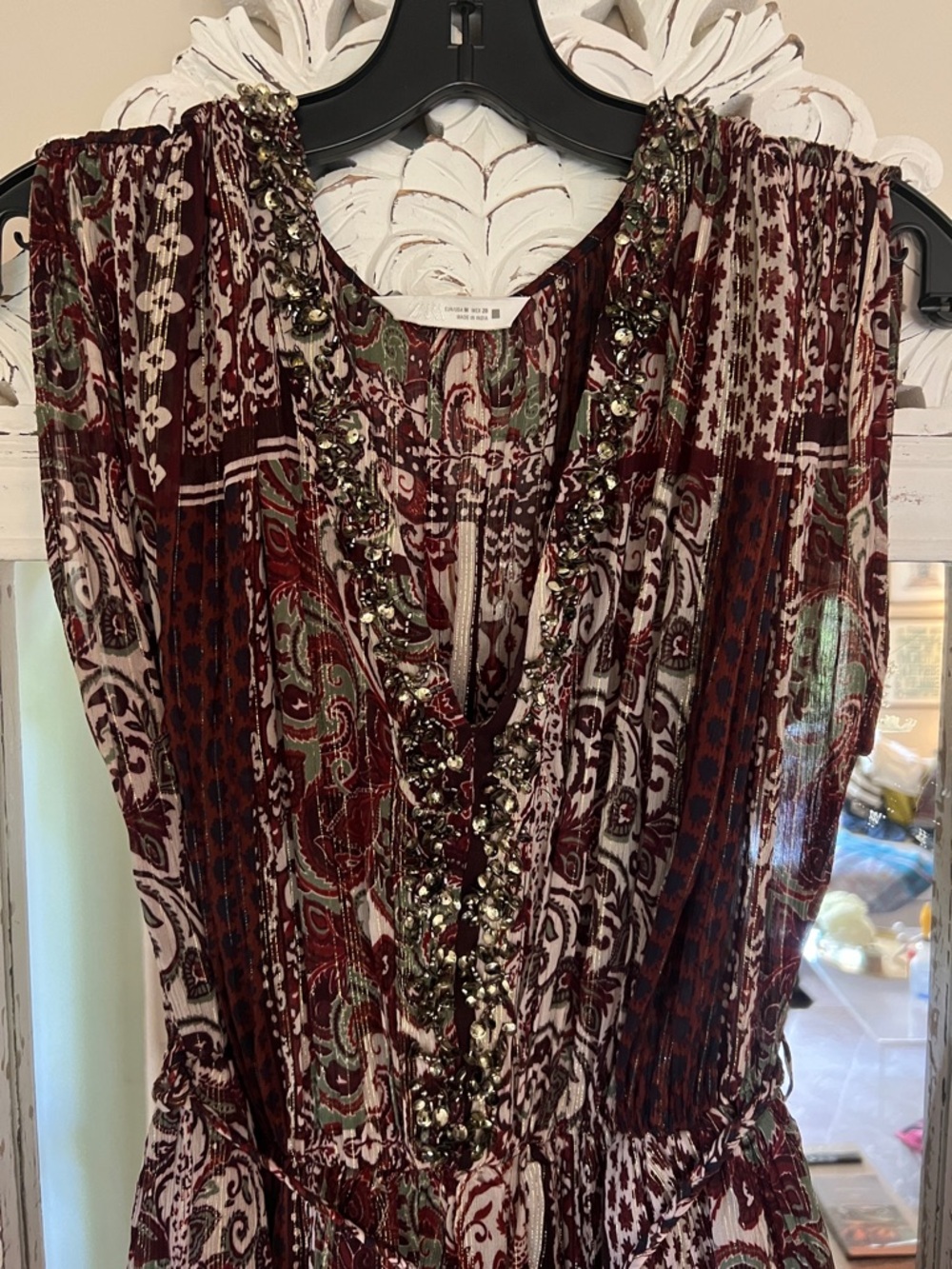 Zara beaded, printed, metallic thread dress - Picture 2 of 5